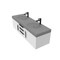 Castello Usa Thames 60-inch White Vanity Set with Gray Top and Black Handles CB-MC-60W-BL-20146-GR - alternate 6
